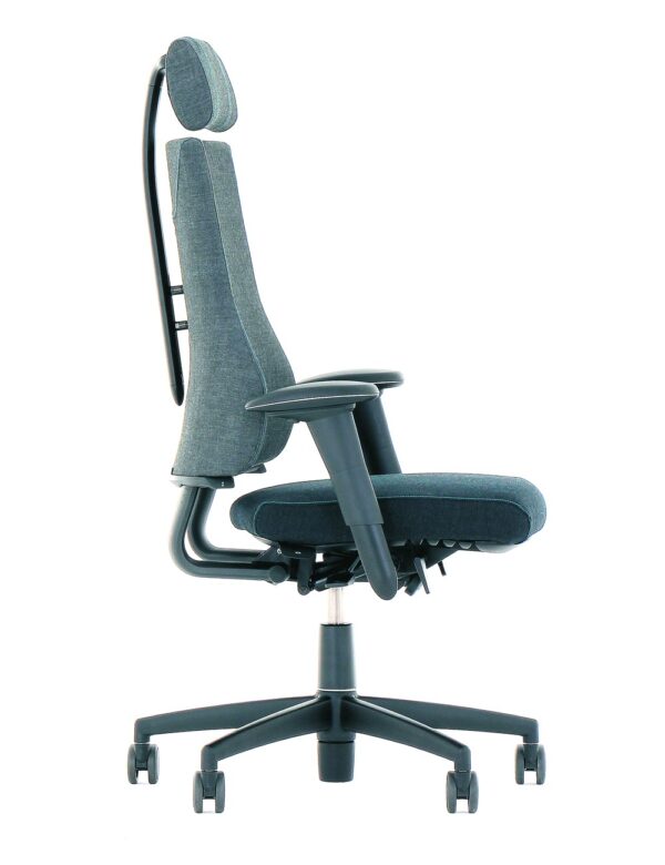 BMA Axia 2.4 Office Chair Polished Black Frame Head Rest side