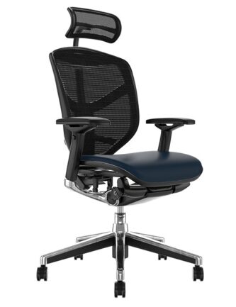 Enjoy Elite Black Leather Seat, Black Mesh Back Office Chair with Head Rest