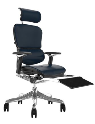 Ergohuman Plus Luxury Black Leather with Head Rest and Black Mesh Leg Rest