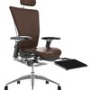 Nefil Brown Leather Office Chair with Head Rest and Leg Rest