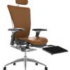 Nefil Latte Leather Office Chair with Head Rest and Leg Rest