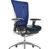 Nefil Office Chair Black Leather Seat Blue Mesh Back