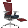 Nefil Black Leather Seat Burgundy Mesh Back with Mesh Head Rest and Mesh Leg Rest