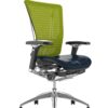 Nefil Office Chair Black Leather Seat Green Mesh Back