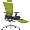 Nefil Black Leather Seat Green Mesh Back with Mesh Head Rest and Mesh Leg Rest