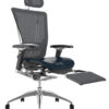 Nefil Black Leather Seat Grey Mesh Back with Mesh Head Rest and Mesh Leg Rest