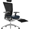 Nefil Black Leather Seat Mesh Back with Black Mesh Head Rest and Mesh Leg Rest