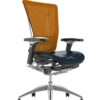 Nefil Office Chair Black Leather Seat Orange Mesh Back