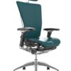 Nefil Teal Leather Office Chair with Head Rest